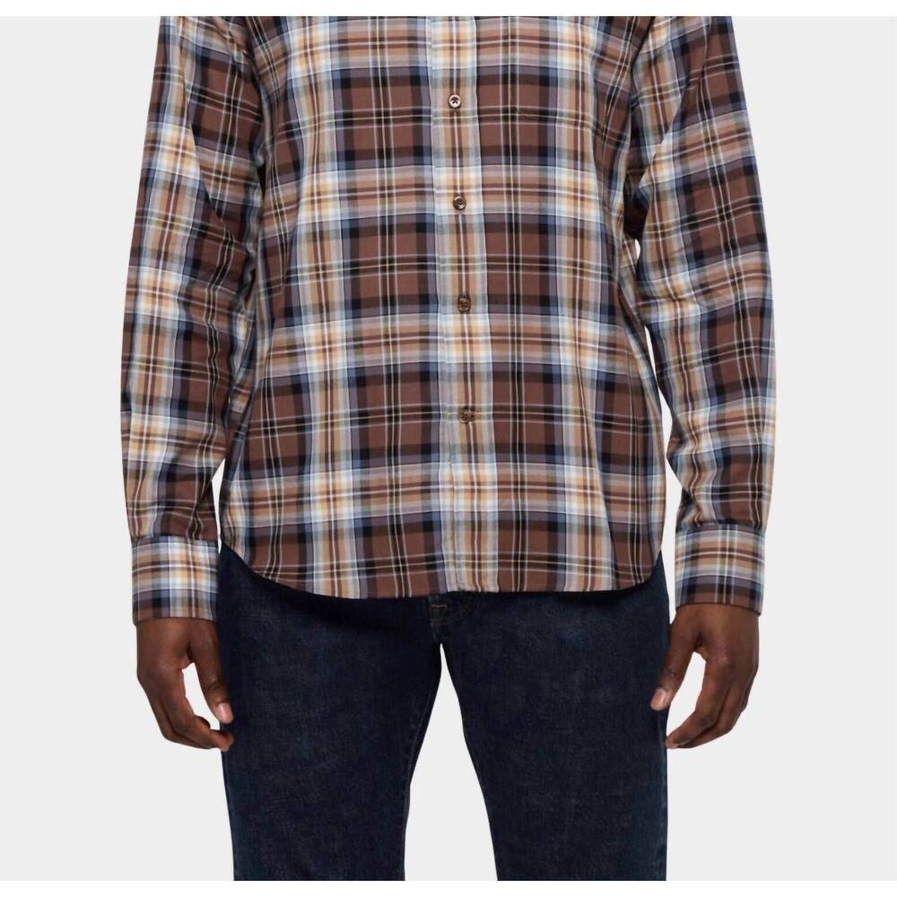 NEW C.O.F. STUDIO button down classic shirt in nutella
